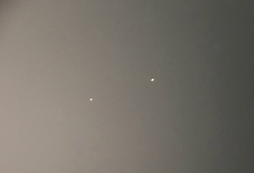 Mercury (right) and Mars, imaged with a smartphone through a small telescope - 18 June 2019