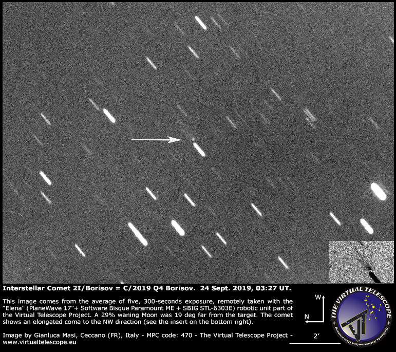 Interstellar comet 2I/Borisov (C/2019 Q4 Borisov): 24 Sept. 2019