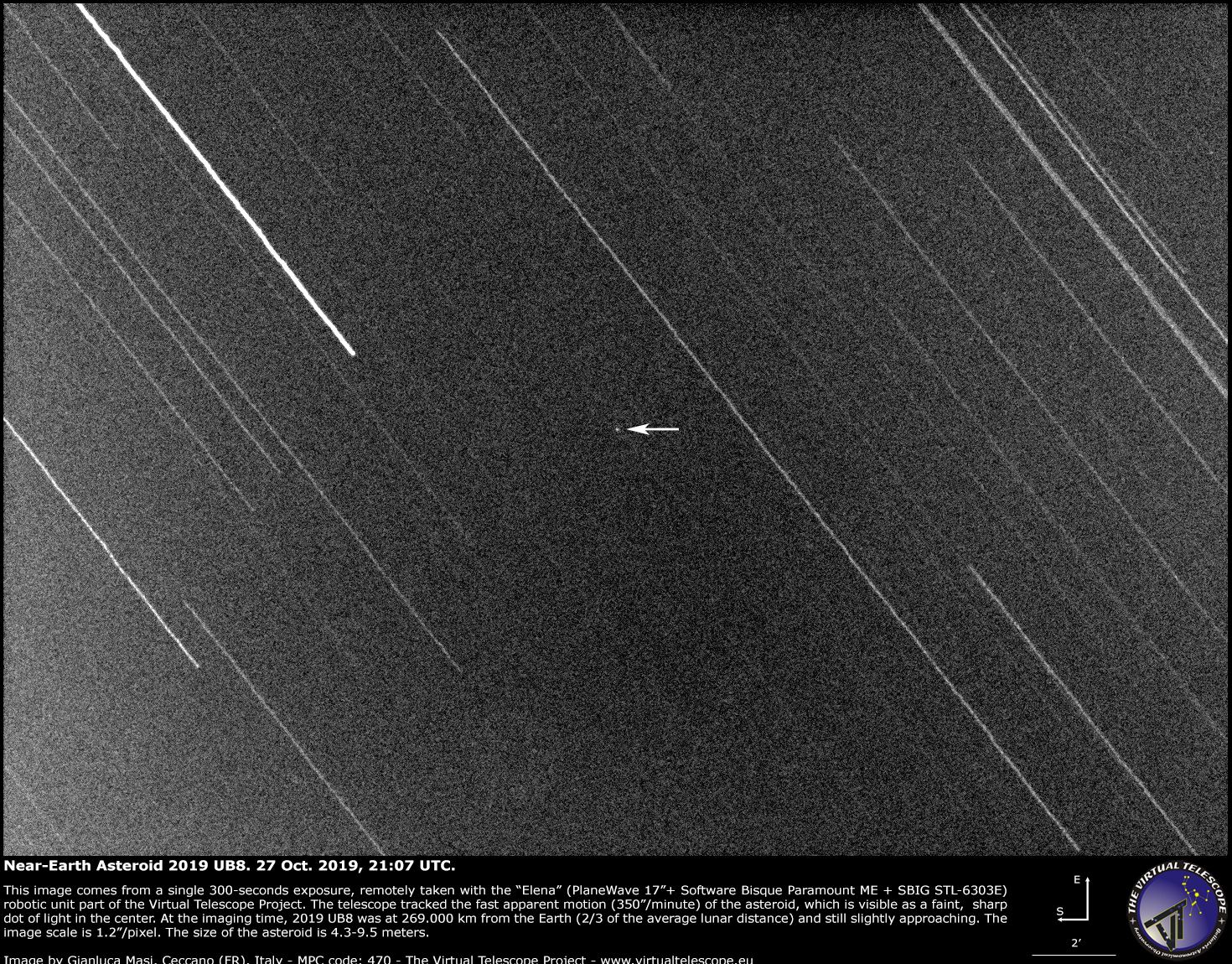 Near-Earth Asteroid 2019 UB8 very close encounter: an image (29 Oct. 2019)