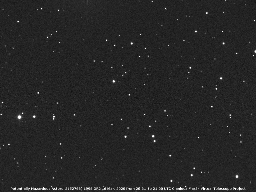 Potentially Hazardous Asteroid (52768) 1998 OR2: motion across the stars - 16 Mar. 2020