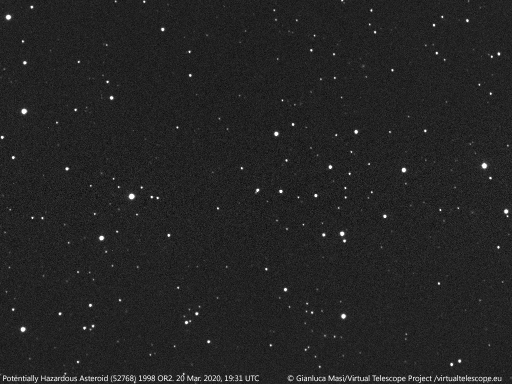 Potentially Hazardous Asteroid (52768) 1998 OR2: motion across the stars - 20 Mar. 2020