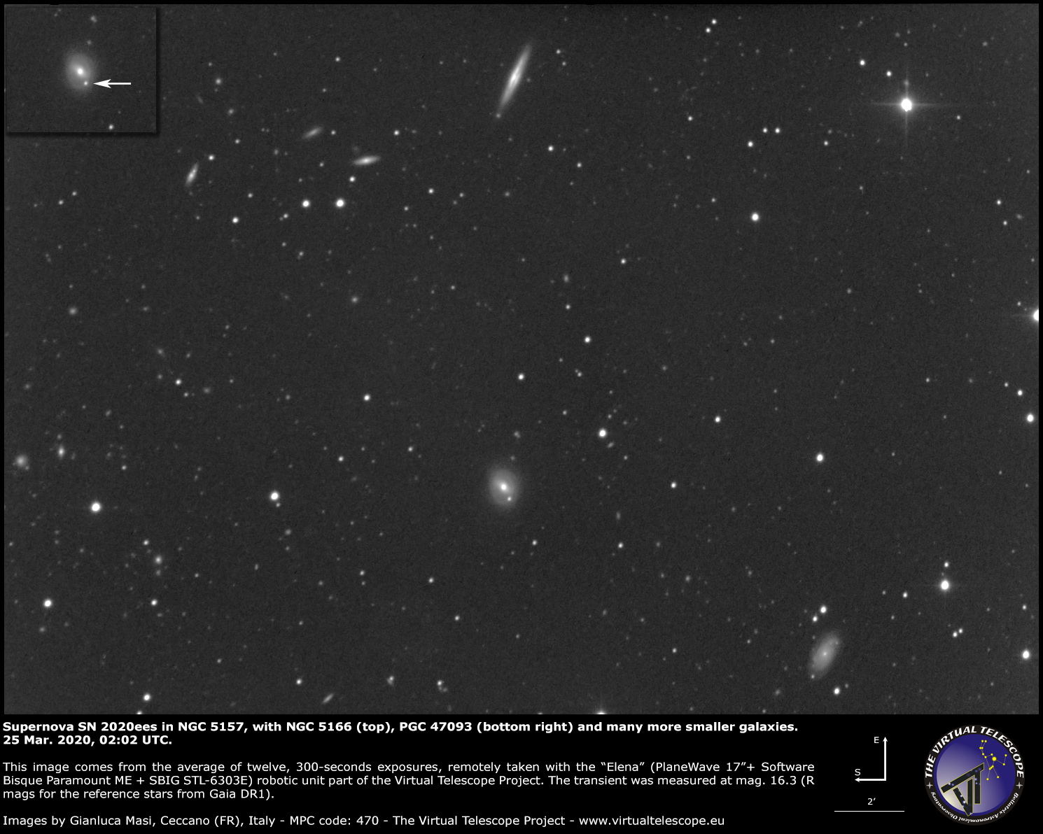 Supernova SN 2020ees in NGC 5157. 25 Mar. 2020