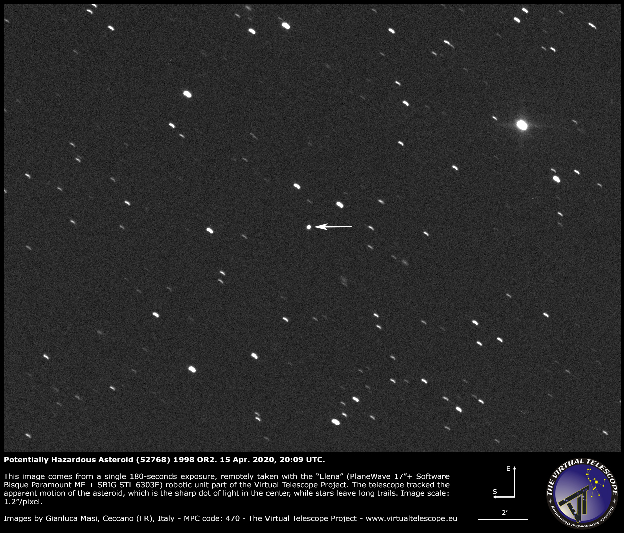L'asteroide potenzialmente pericoloso (52768) 1998 OR2, ripreso lo scorso 15 aprile.
