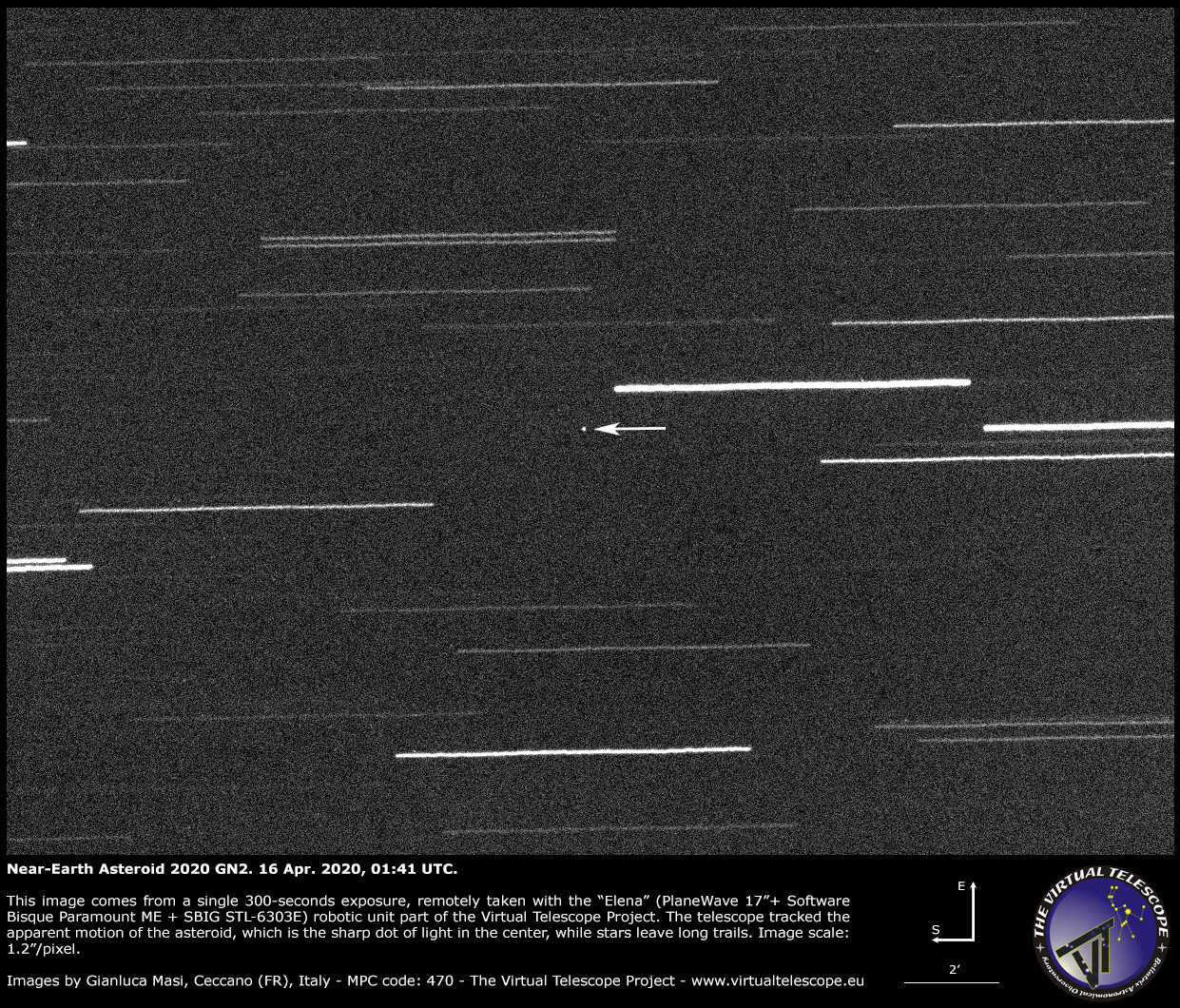 Near-Earth Asteroid 2020 GN2. 16 Apr. 2020, 22:44 UTC.