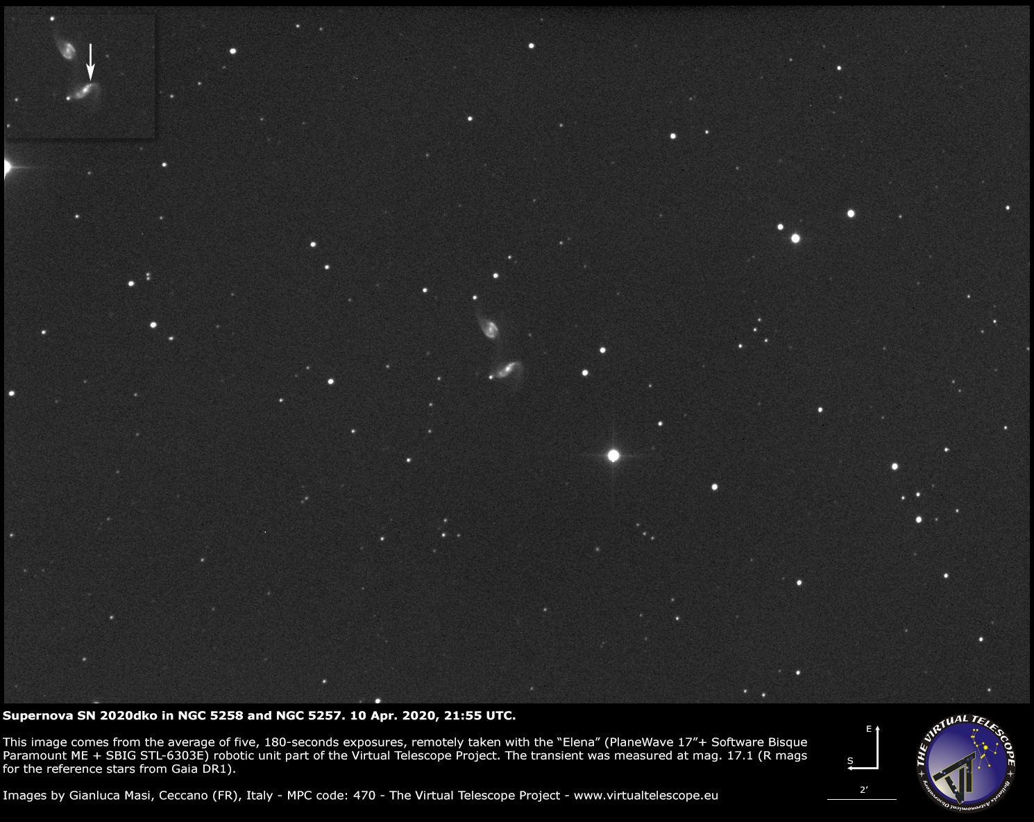 NGC 5258 and supernova SN 2020dko - 10 Apr. 2020