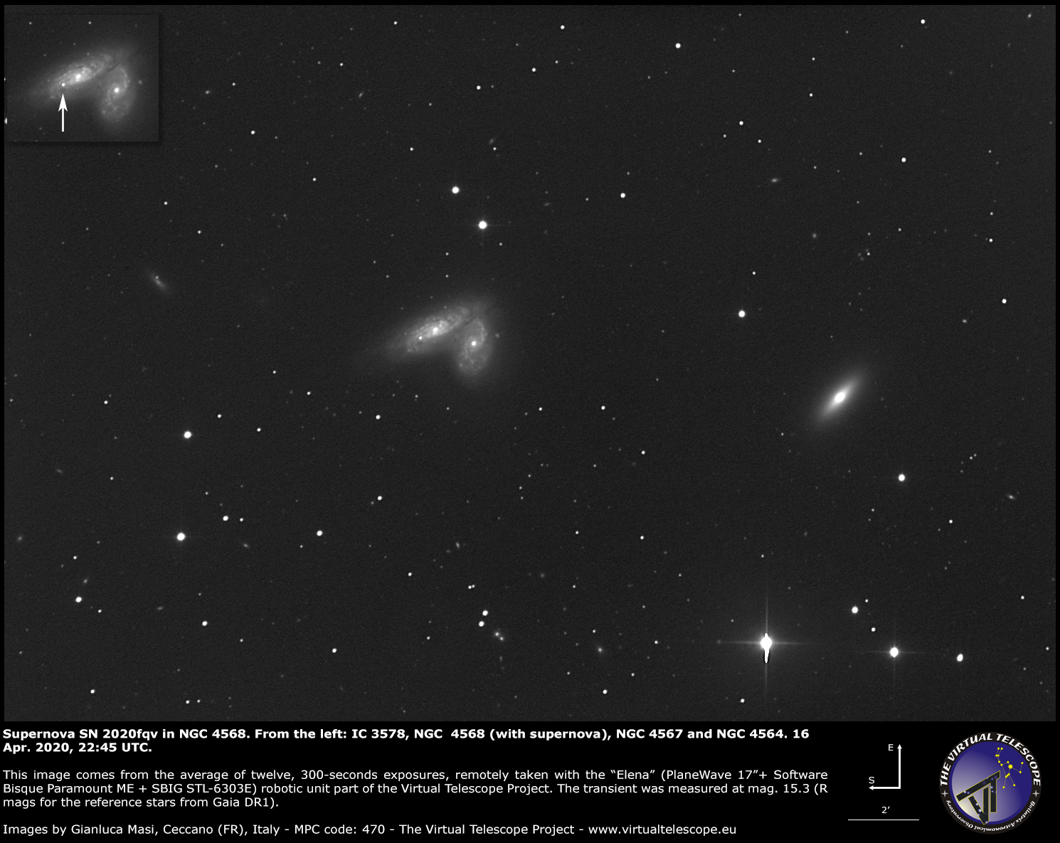 Supernova SN 2020fqv in NGC 4568: a image - 16 Apr. 2020