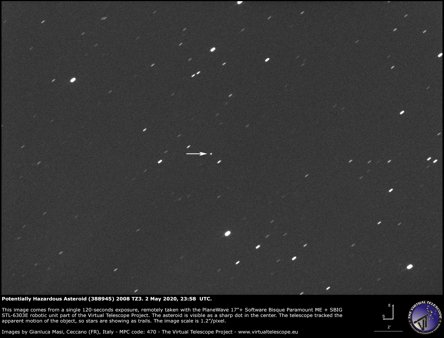 Potentially Hazardous Asteroid (388945) 2008 TZ3 - 2 May 2020.
