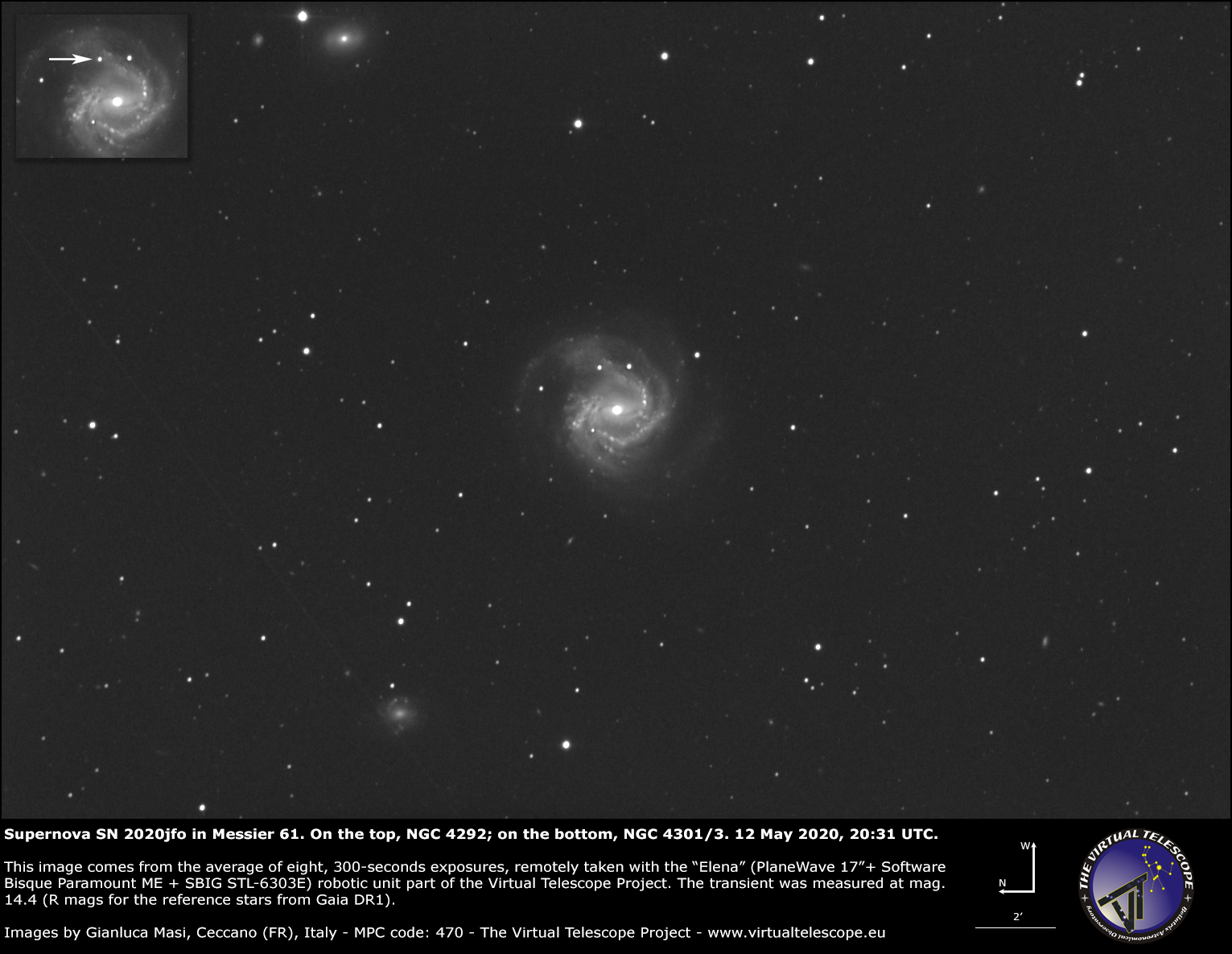 Supernova SN 2020jfo in Messier 61. 12 May 2020.