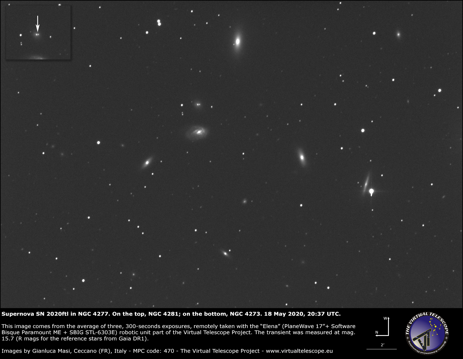 Supernova SN 2020ftl in NGC 4277. 18 May 2020