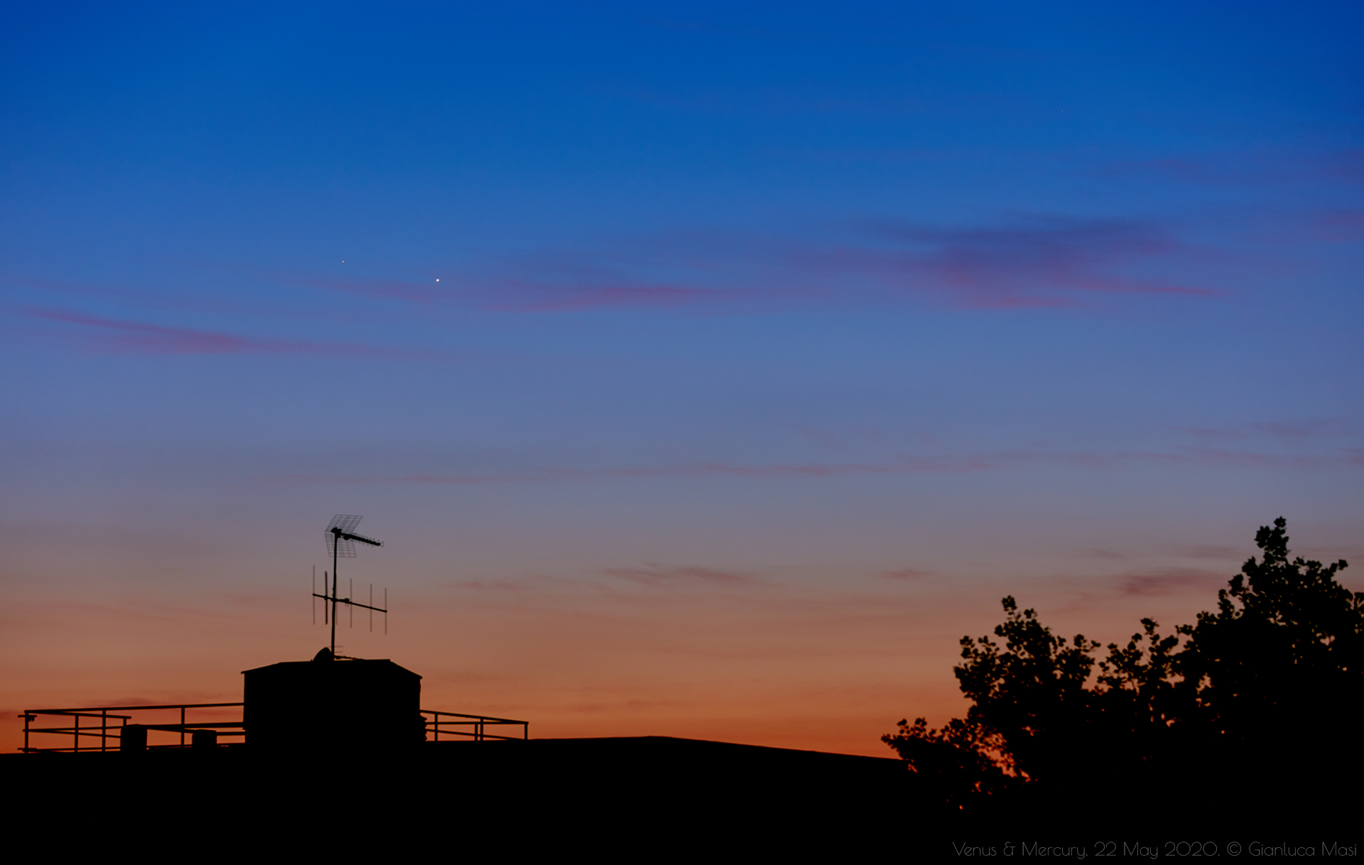 Venus and Mercury shine in the glory of the sunset - 22 May 2020.