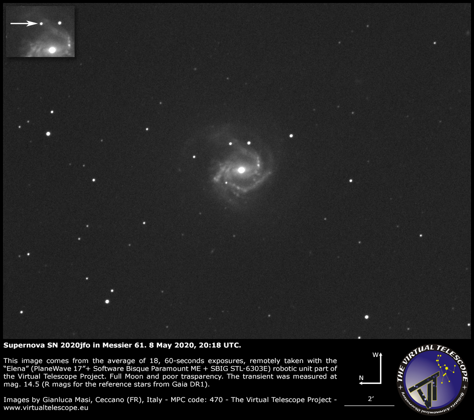 Supernova SN 2020jfo in Messier 61. 8 May 2020.