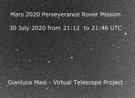 The Mars 2020 Perseverance spacecraft surfs the sky as it begins its journey - 30 July 2020.