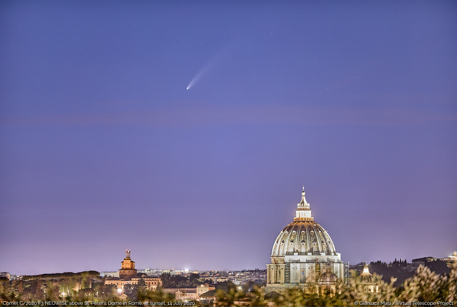 Comet C/2020 F3 NEOWISE is perfectly placed above St. Peters Dome - 14 July 2020.