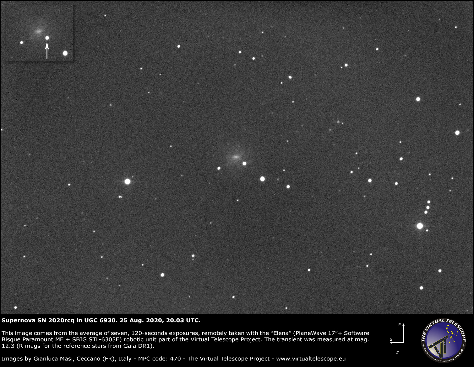 UGC 6930 and supernova SN 2020rcq. 25 Aug. 2020
