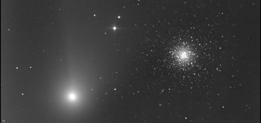 Comet C/2020 F3 NEOWISE and globular cluster Messier 53. 6 Aug. 2020.