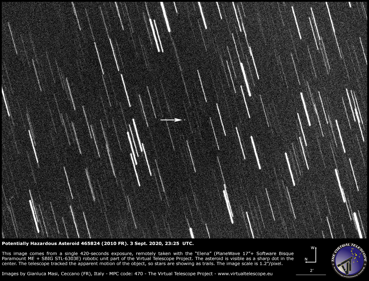 Potentially Hazardous Asteroid (465824) 2010 FR. 3 Sept. 2020