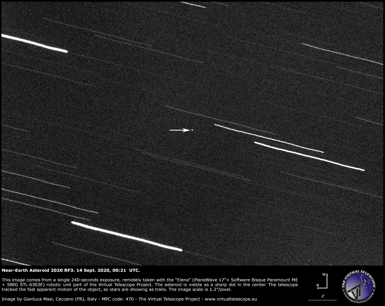 Near-Earth asteroid 2020 RF3. 14 Sept. 2020.