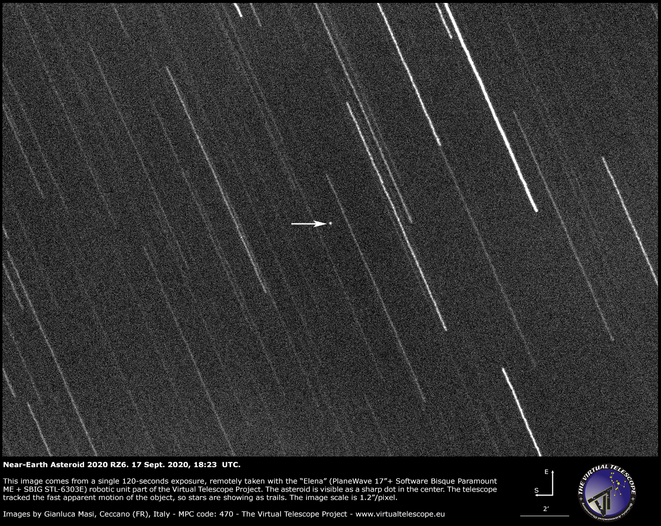 Near-Earth asteroid 2020 RZ6. 17 Sept. 2020.