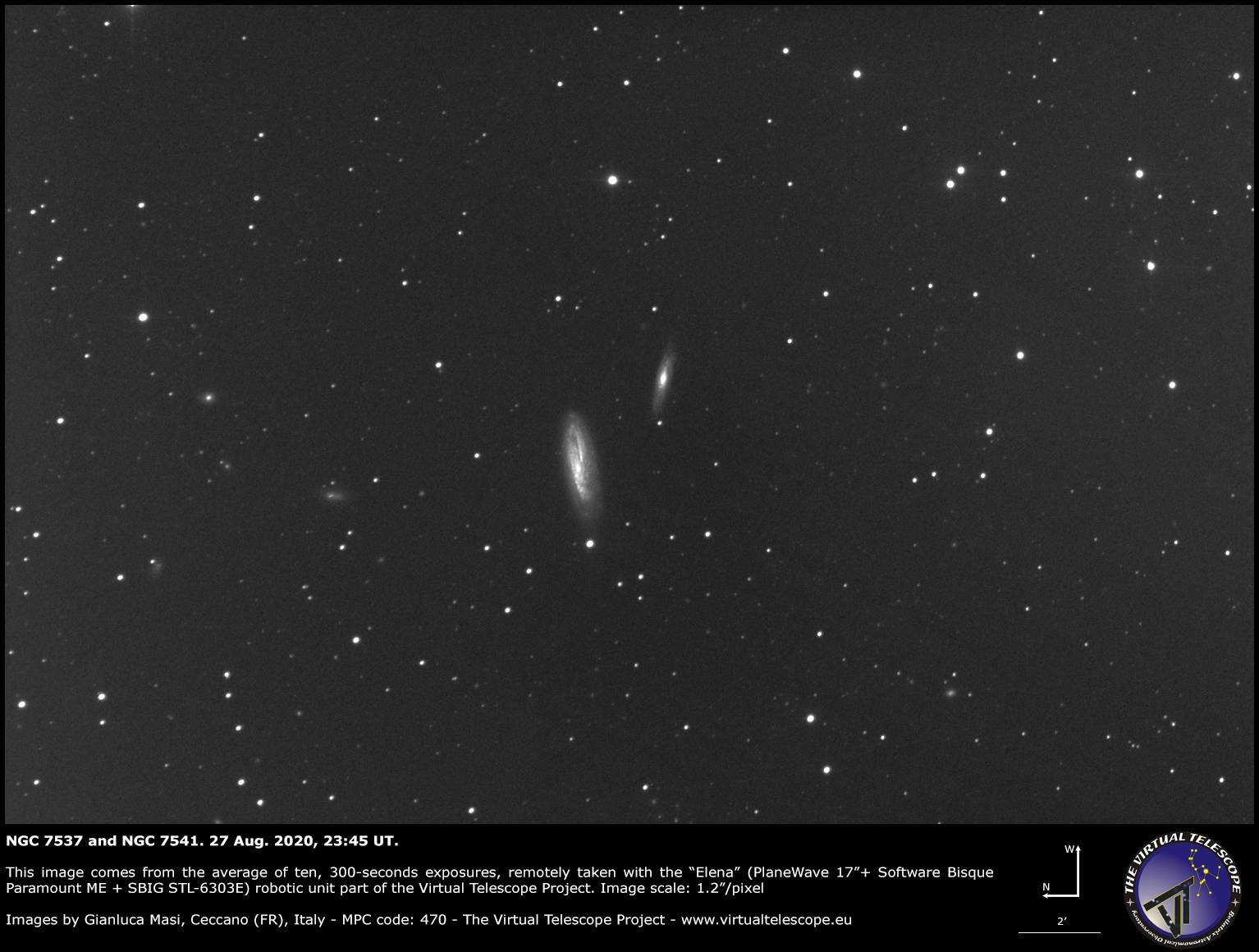 Spiral galaxies NGC 7537 and NGC 7541.