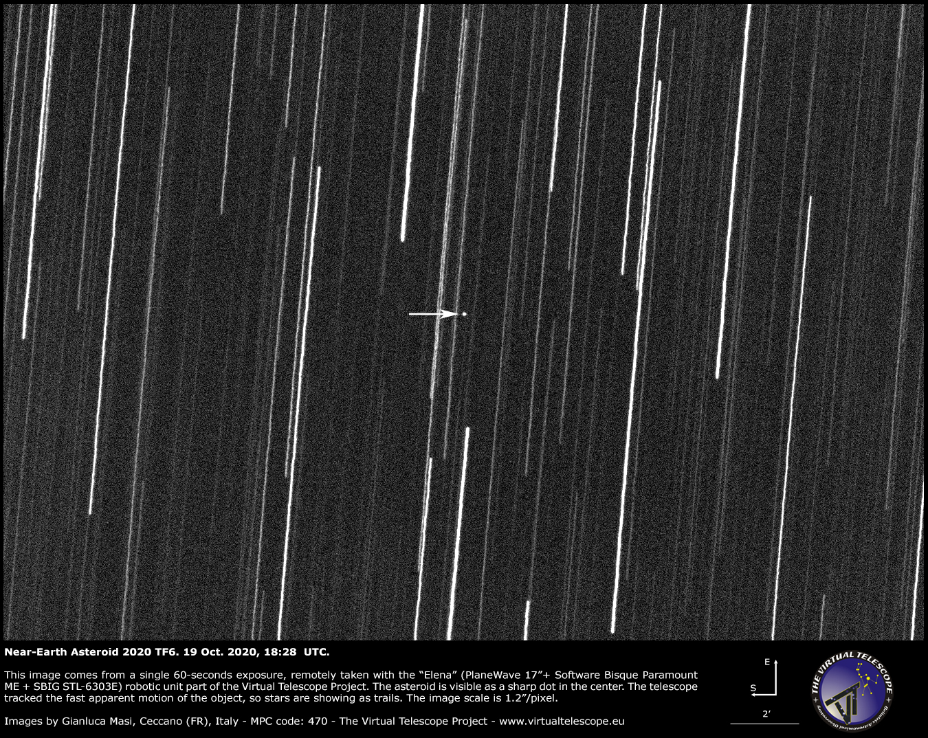 Near-Earth asteroid 2020 TF6. 19 Oct. 2020.