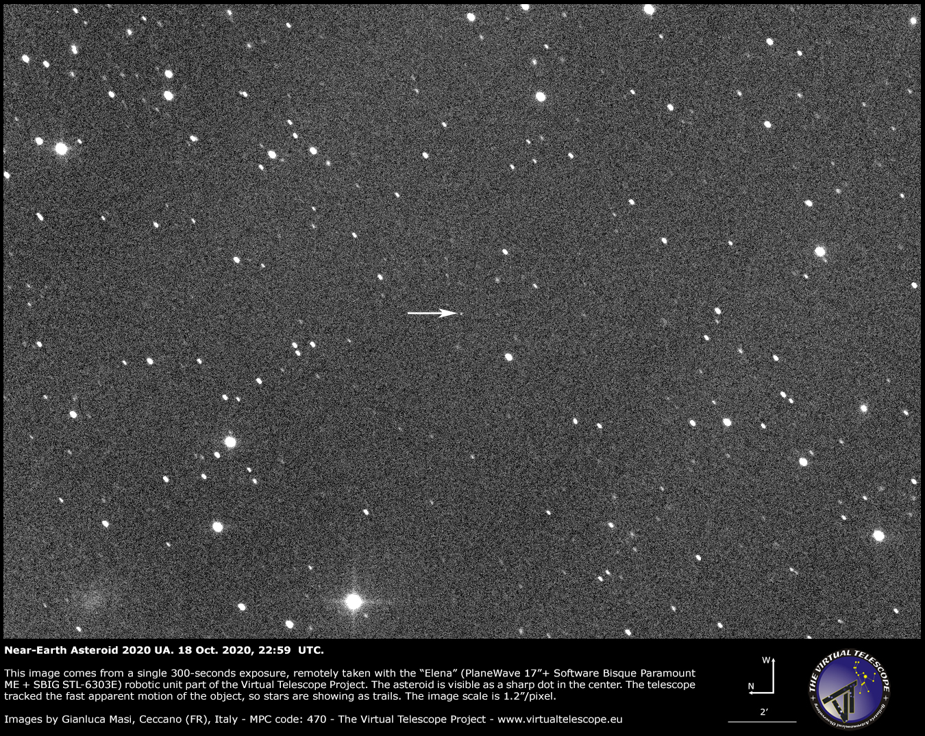 Near-Earth asteroid 2020 UA. 18 Oct. 2020.