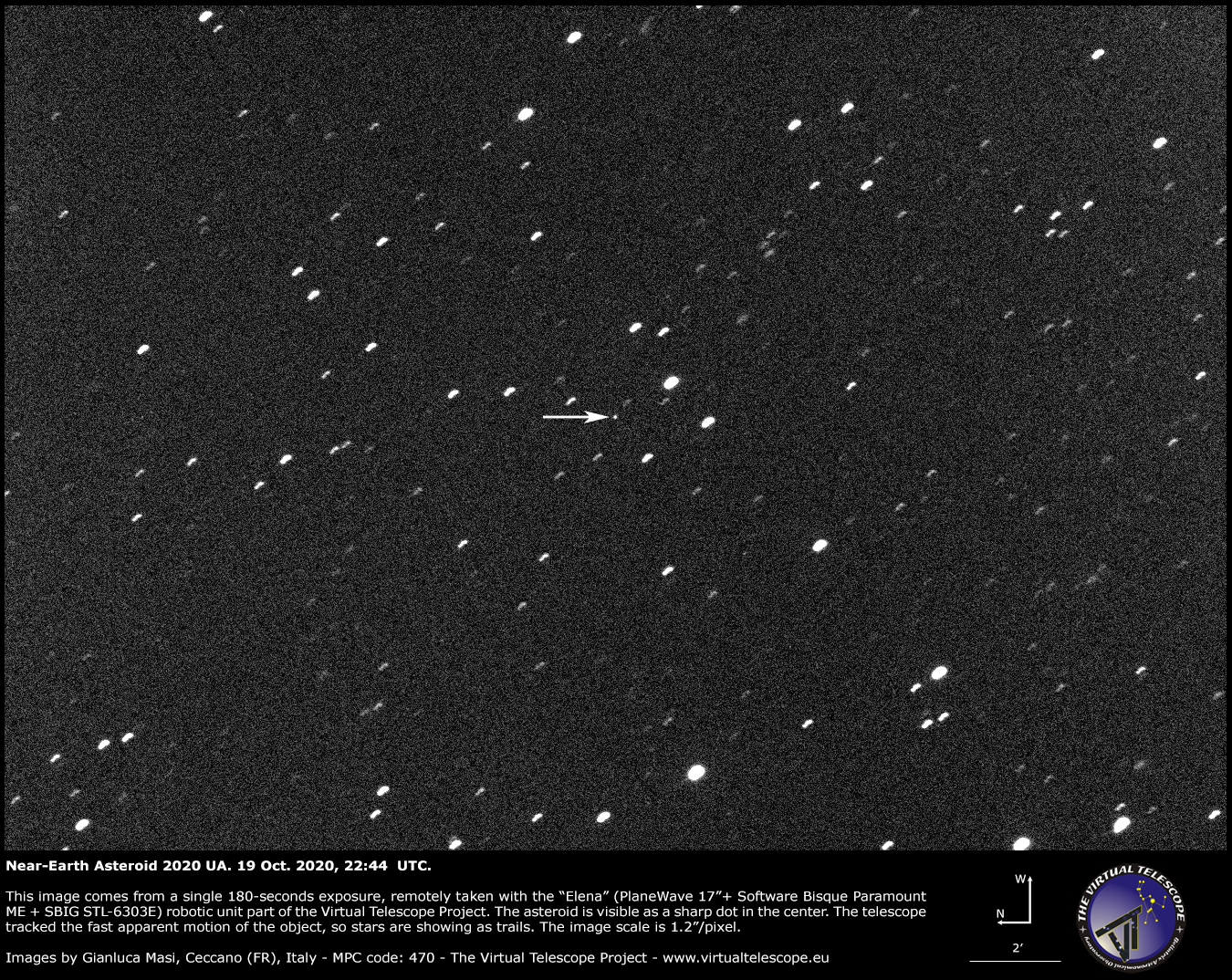 Near-Earth asteroid 2020 UA. 19 Oct. 2020.