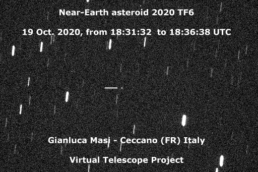 Near-Earth asteroid 2020 TF6: time-lapse. 19 Oct. 2020.