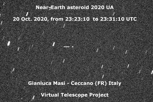 Near-Earth asteroid 2020 UA: a time lapse. 20 Oct. 2020.
