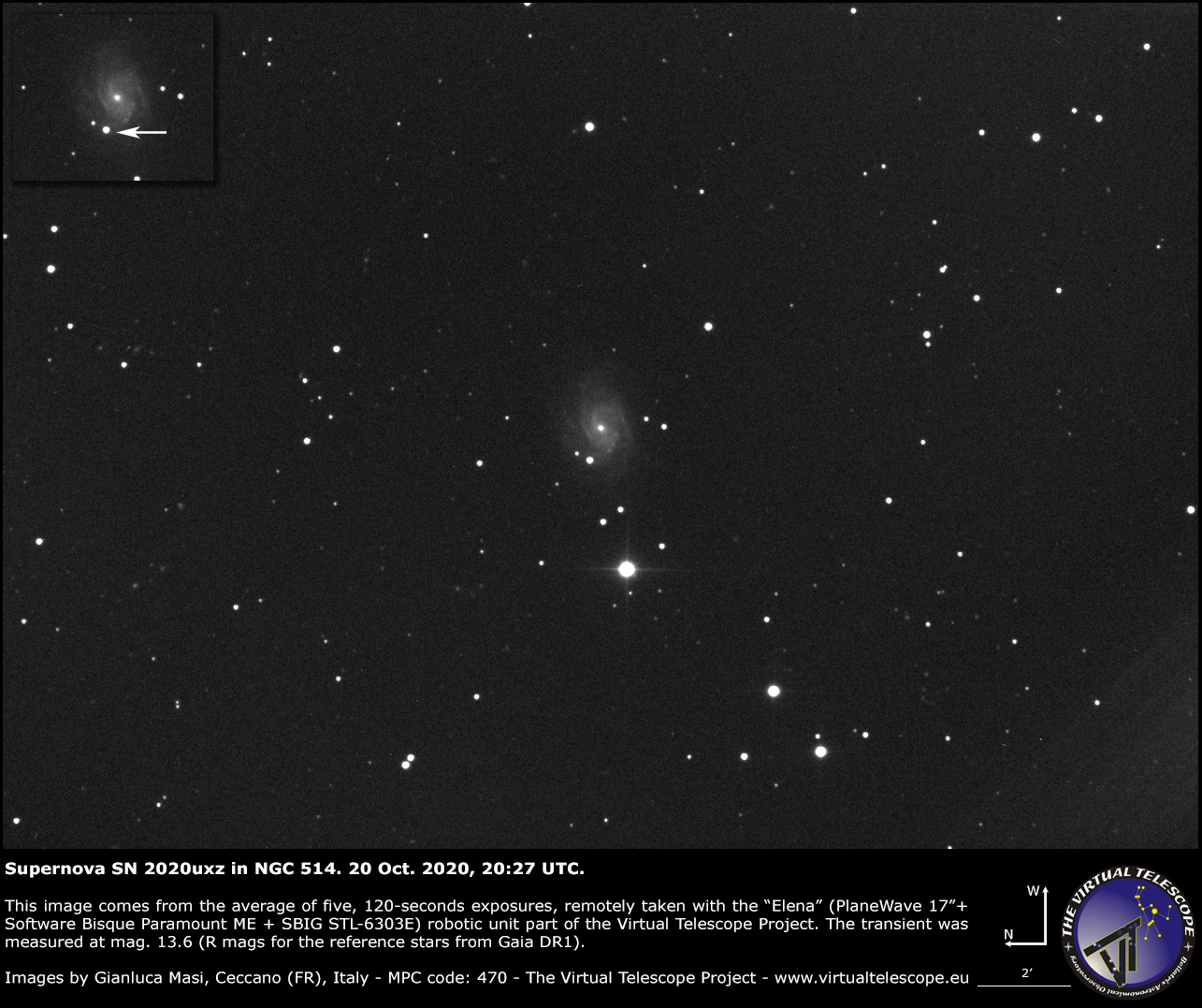NGC 514 and supernova SN 2020uxz: 20 Oct. 2020.