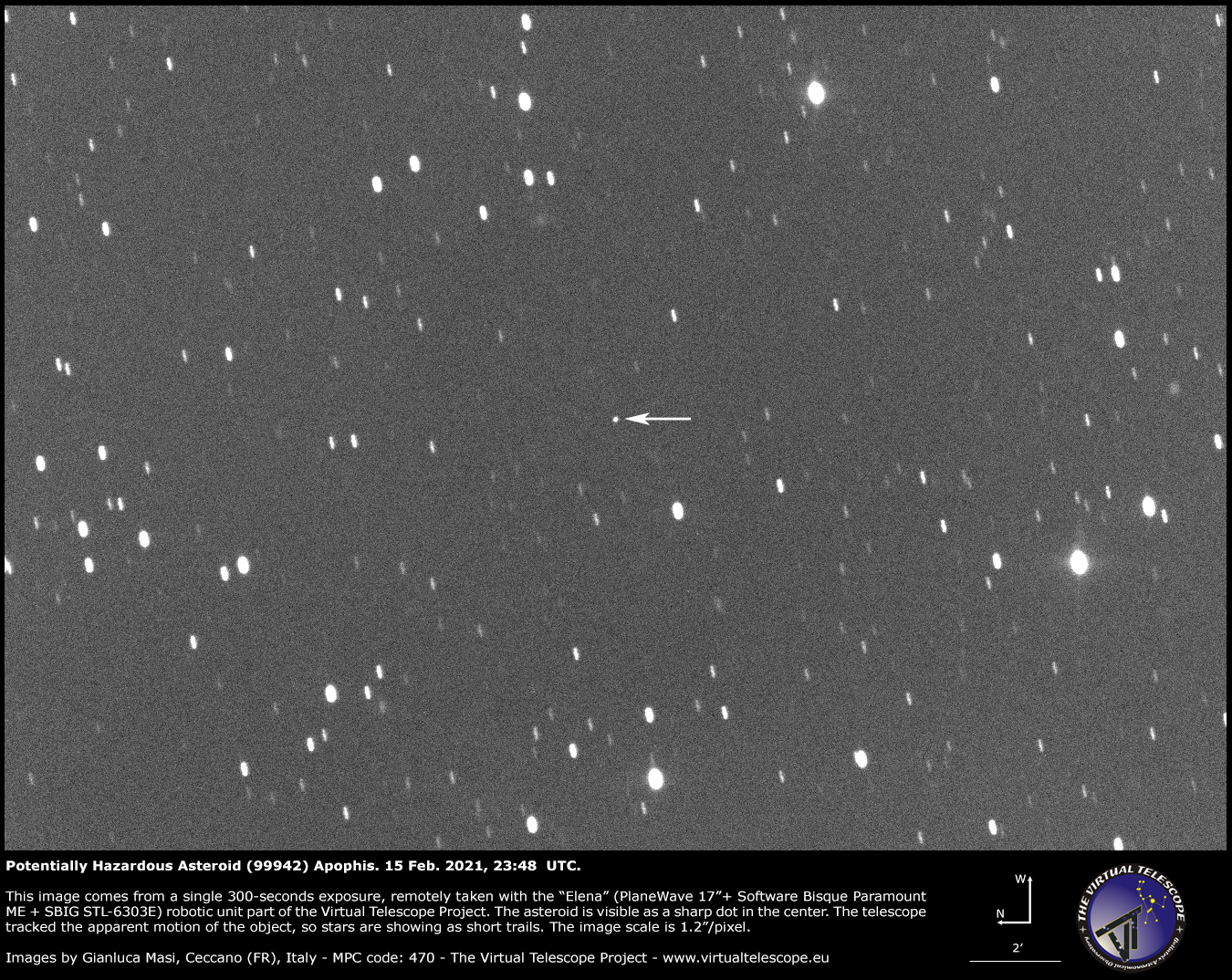 Potentially Hazardous Asteroid (99942) Apophis: 15 Feb. 2021.