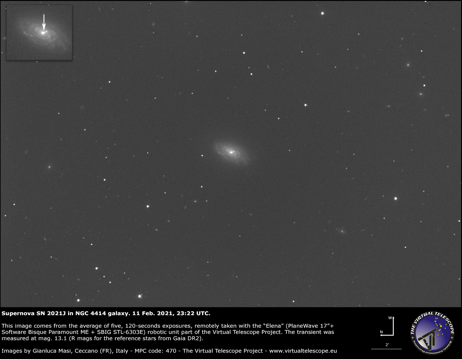 Supernova SN 2021J in NGC 4414 galaxy: 11 Feb. 2021.
