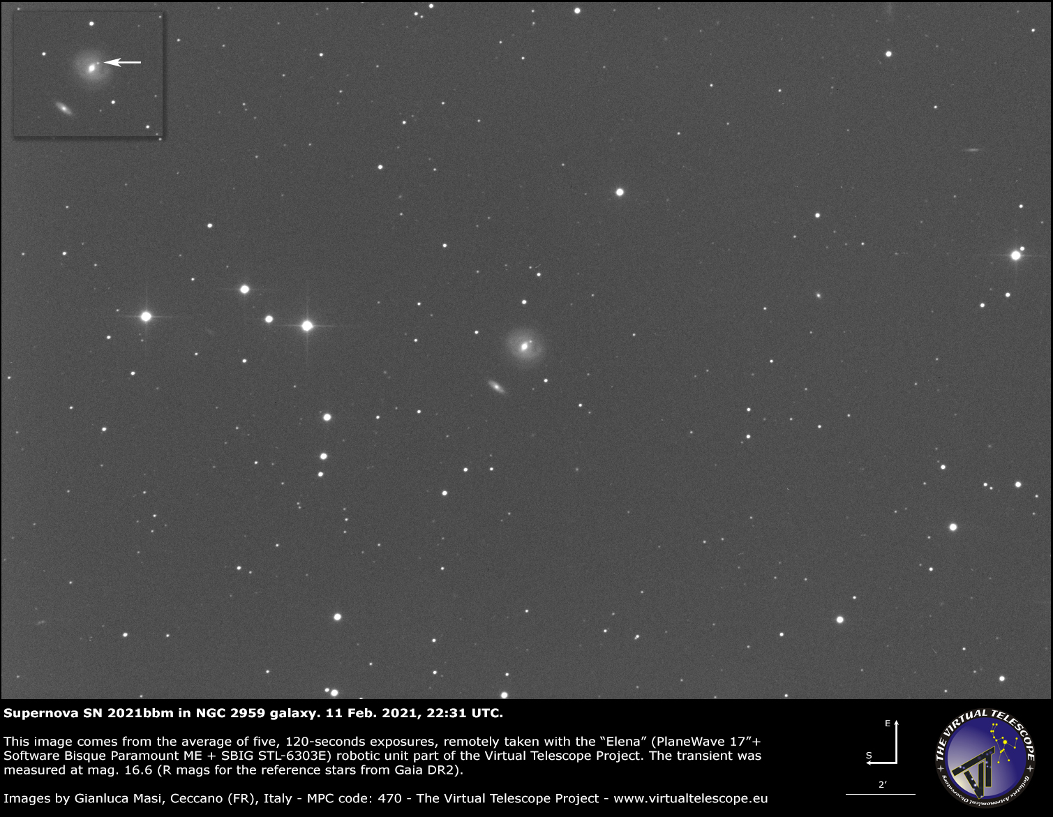 Supernova SN 2021bbm in NGC 2959 galaxy: 11 Feb. 2021.