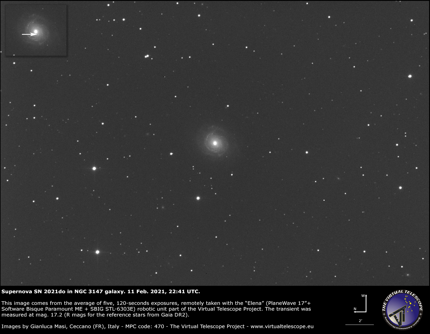 Supernova SN 2021do in NGC 3147 galaxy: 11 Feb. 2021.