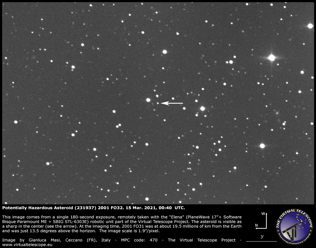 Potentially Hazardous Asteroid (231937) 2001 FO32: 11 Mar. 2021.