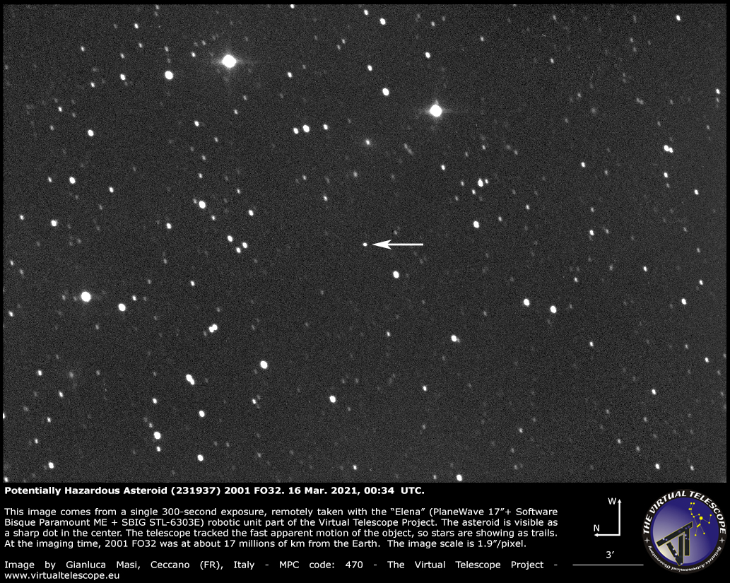 Potentially Hazardous Asteroid (231937) 2001 FO32: 16 Mar. 2021.