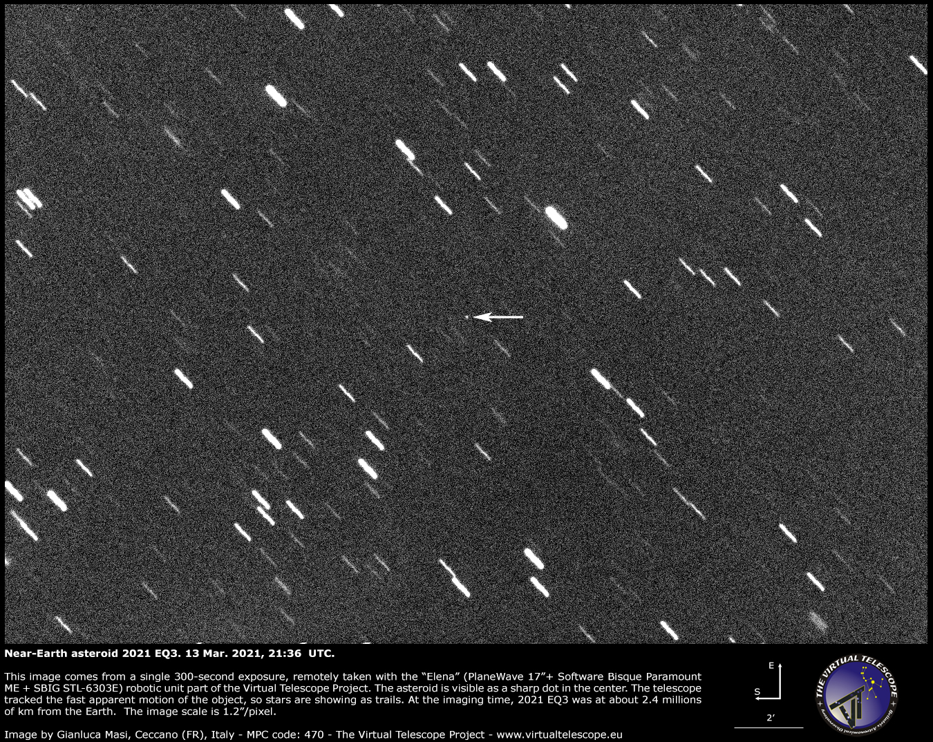 Near-Earth asteroid 2021 EQ3 very close encounter: an image - 13 Mar ...