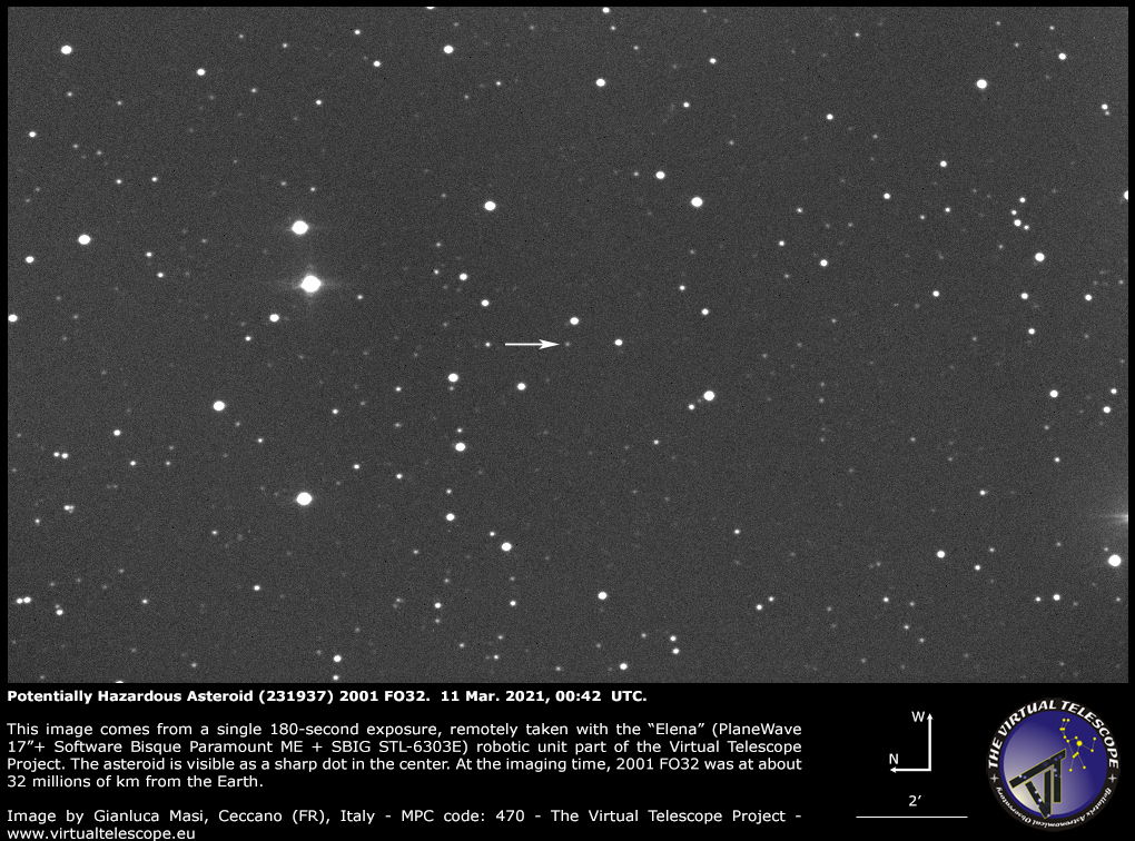 Potentially Hazardous Asteroid (231937) 2001 FO32: 11 Mar. 2021.