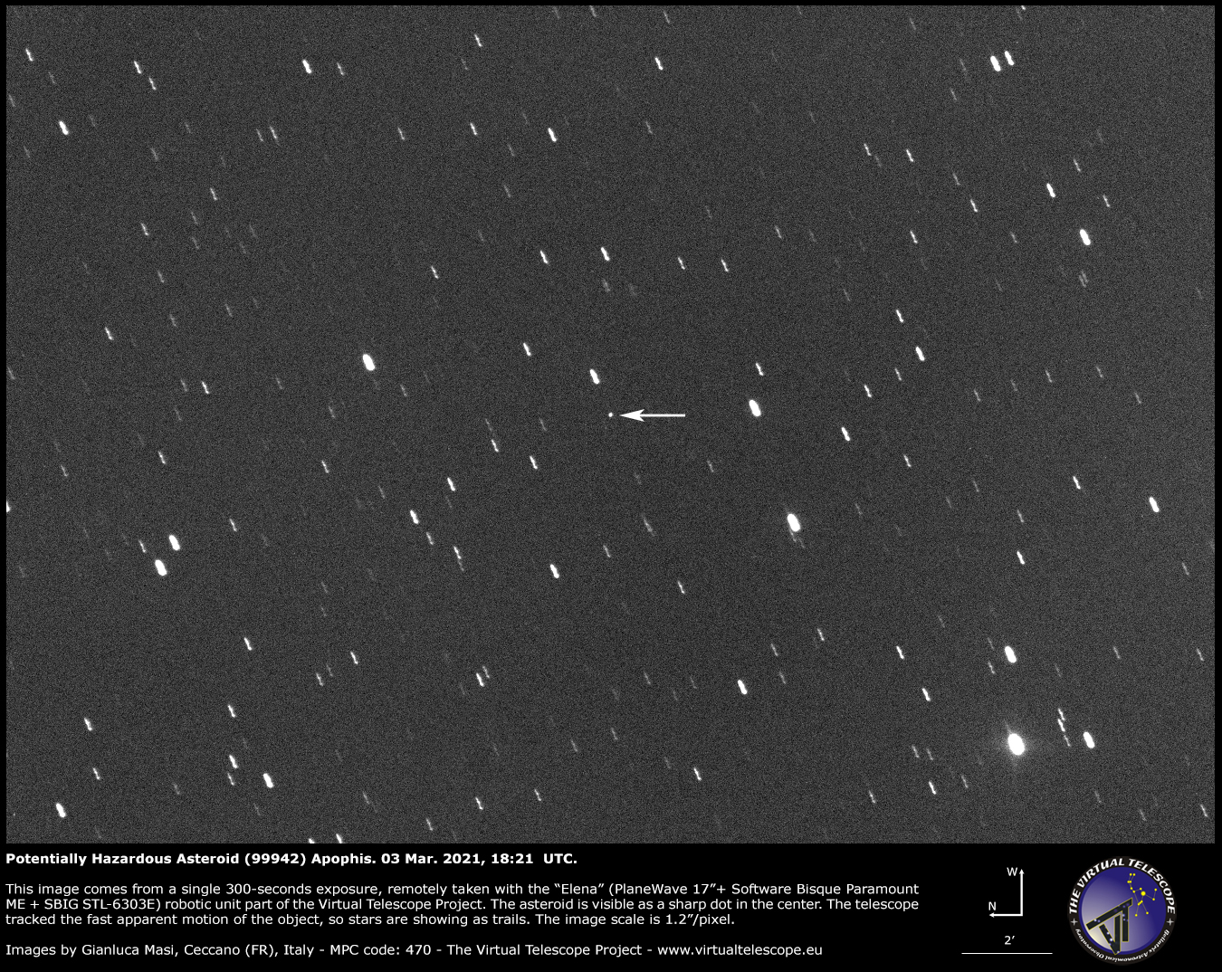 Potentially Hazardous Asteroid (99942) Apophis: 03 Mar. 2021.