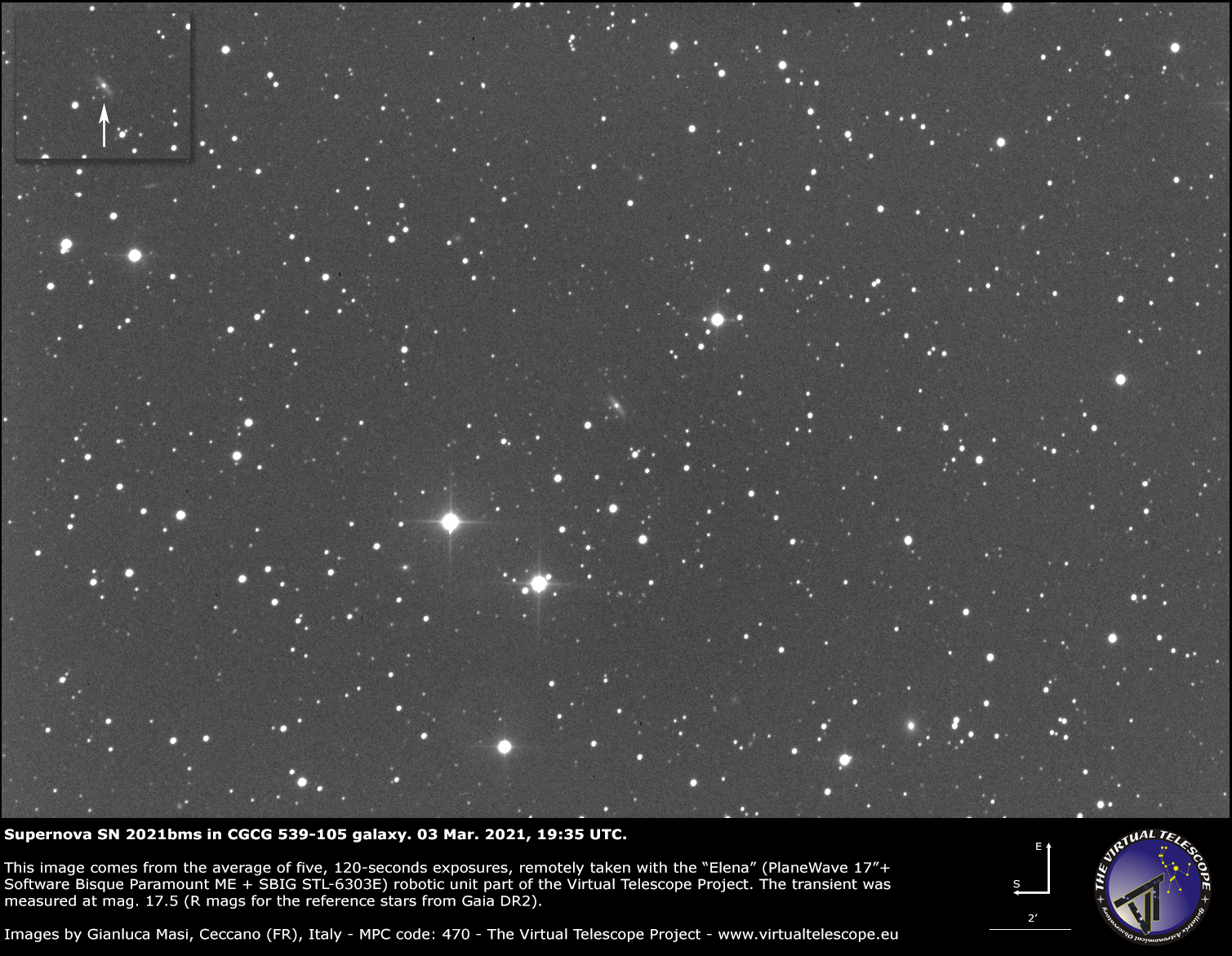 Supernova SN 2021bms in CGCG 539-105 galaxy: 03 Mar. 2021.