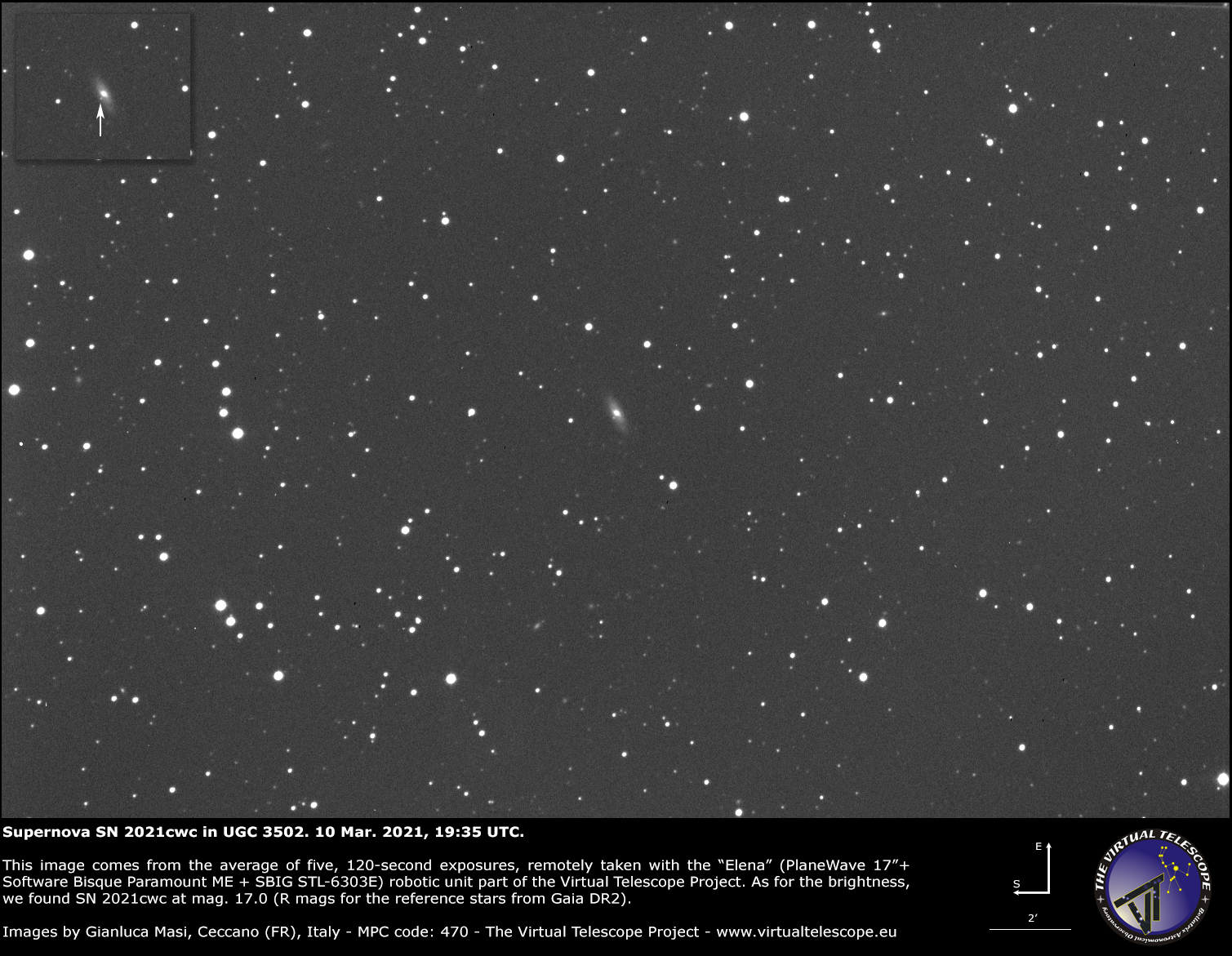 Supernova SN 2021cwc in UGC 3502 galaxy: 10 Mar. 2021.
