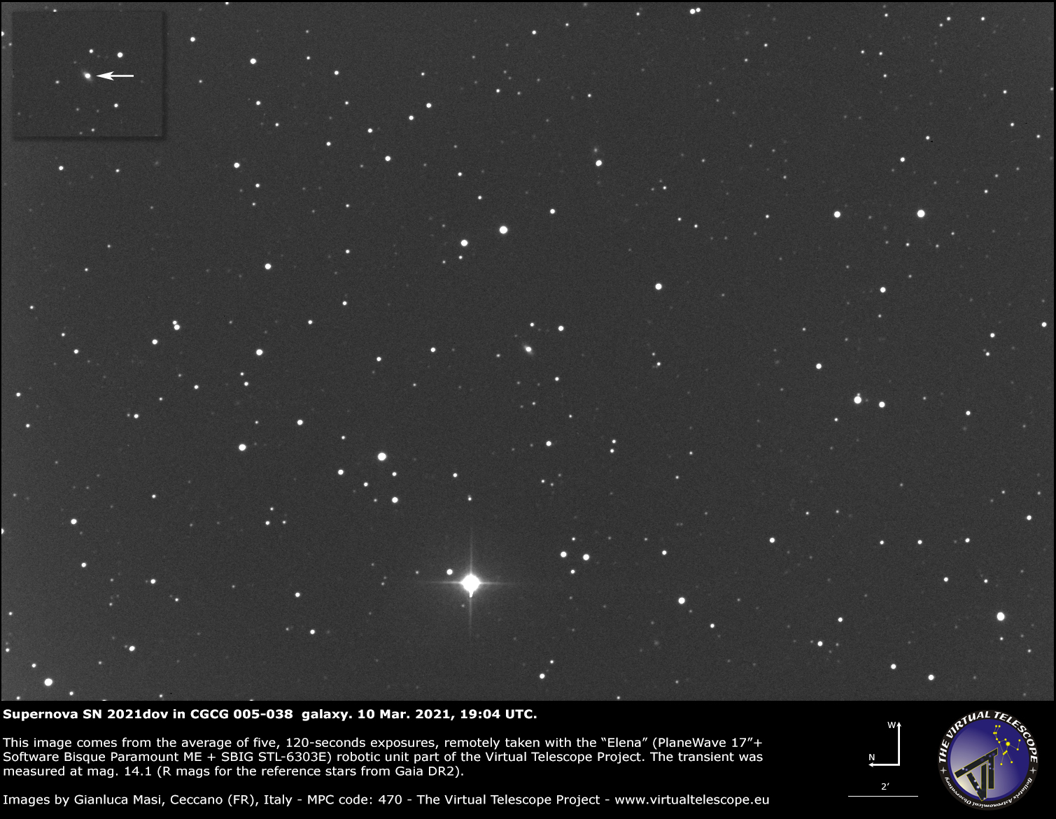 Supernova 2021dov in CGCG 005-038 galaxy: 10 Mar. 2021.