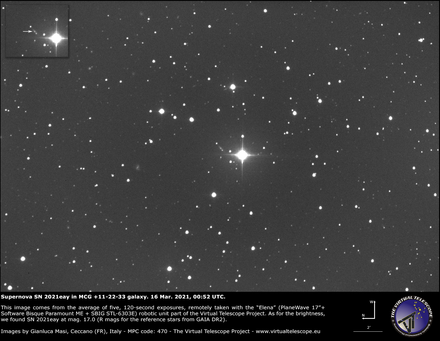 Supernova SN 2021eay in MCG +11-22-33 galaxy: 16 Mar. 2021.