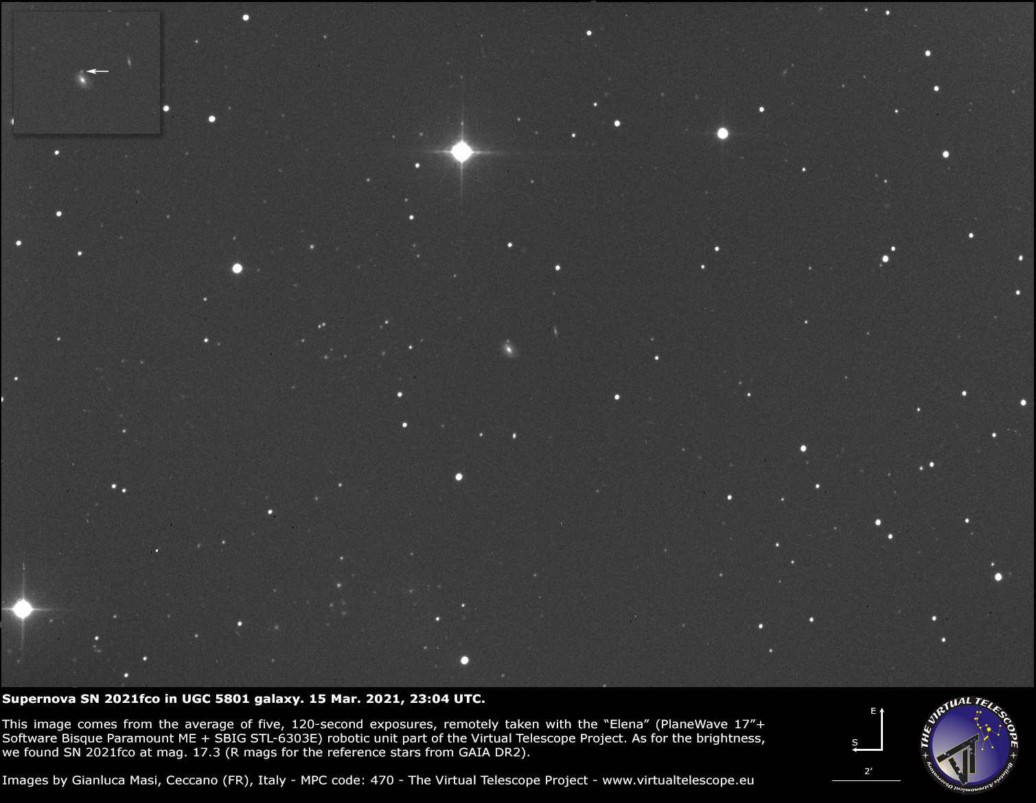 Supernova SN 2021fco in UGC 5801 galaxy: 15 Mar. 2021.