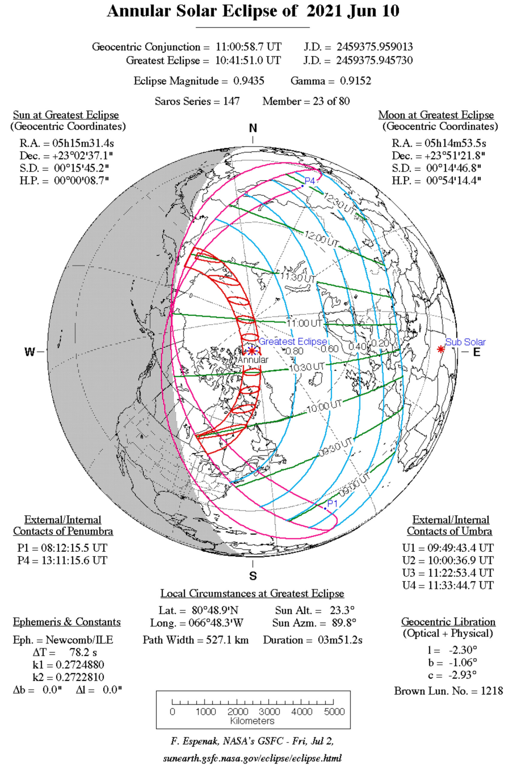 Fig. 2. 10 giugno 2021, eclissi anulare di Sole: visibilità