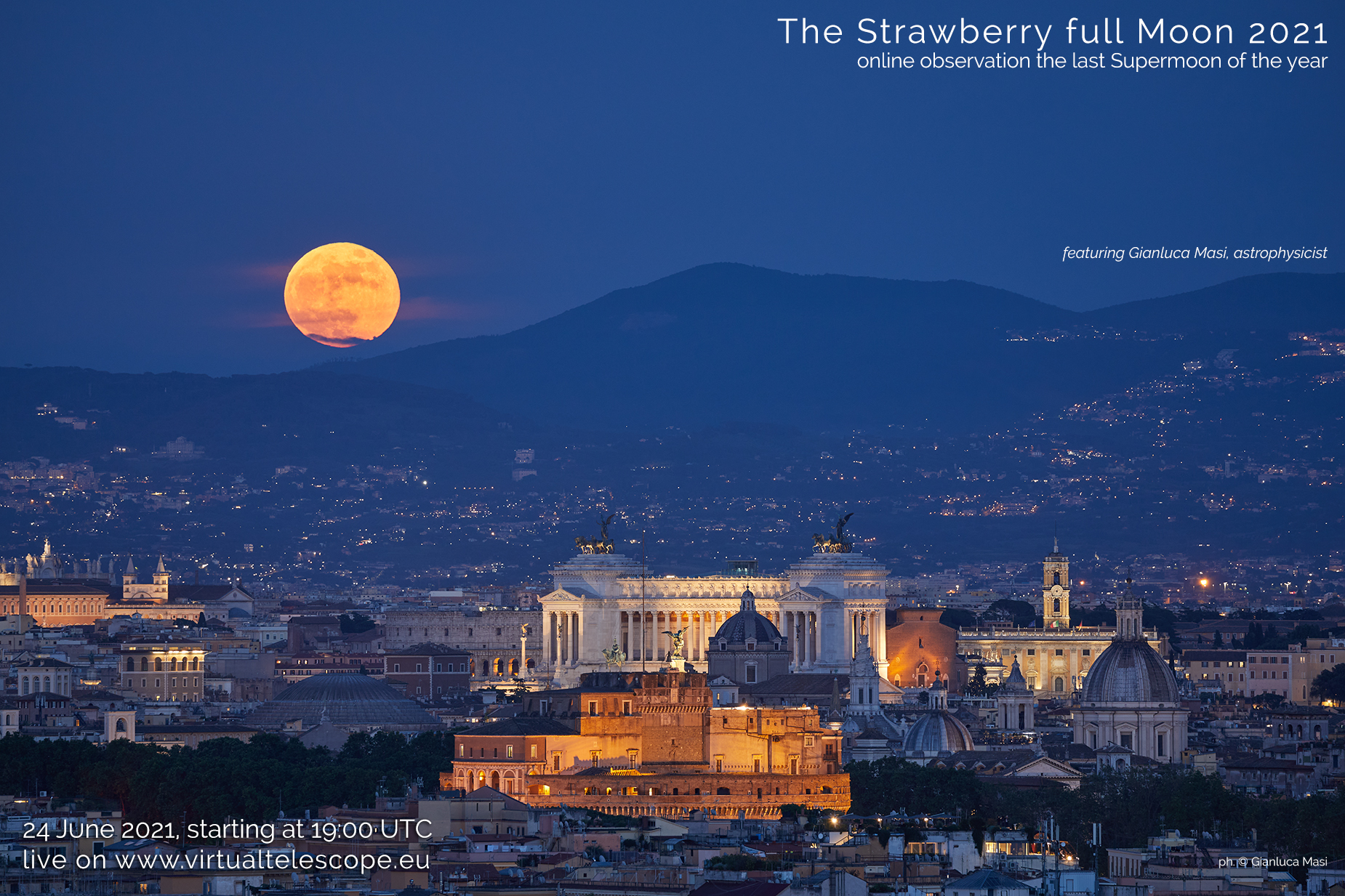 The June 2021 Strawberry Supermoon - poster of the event.
