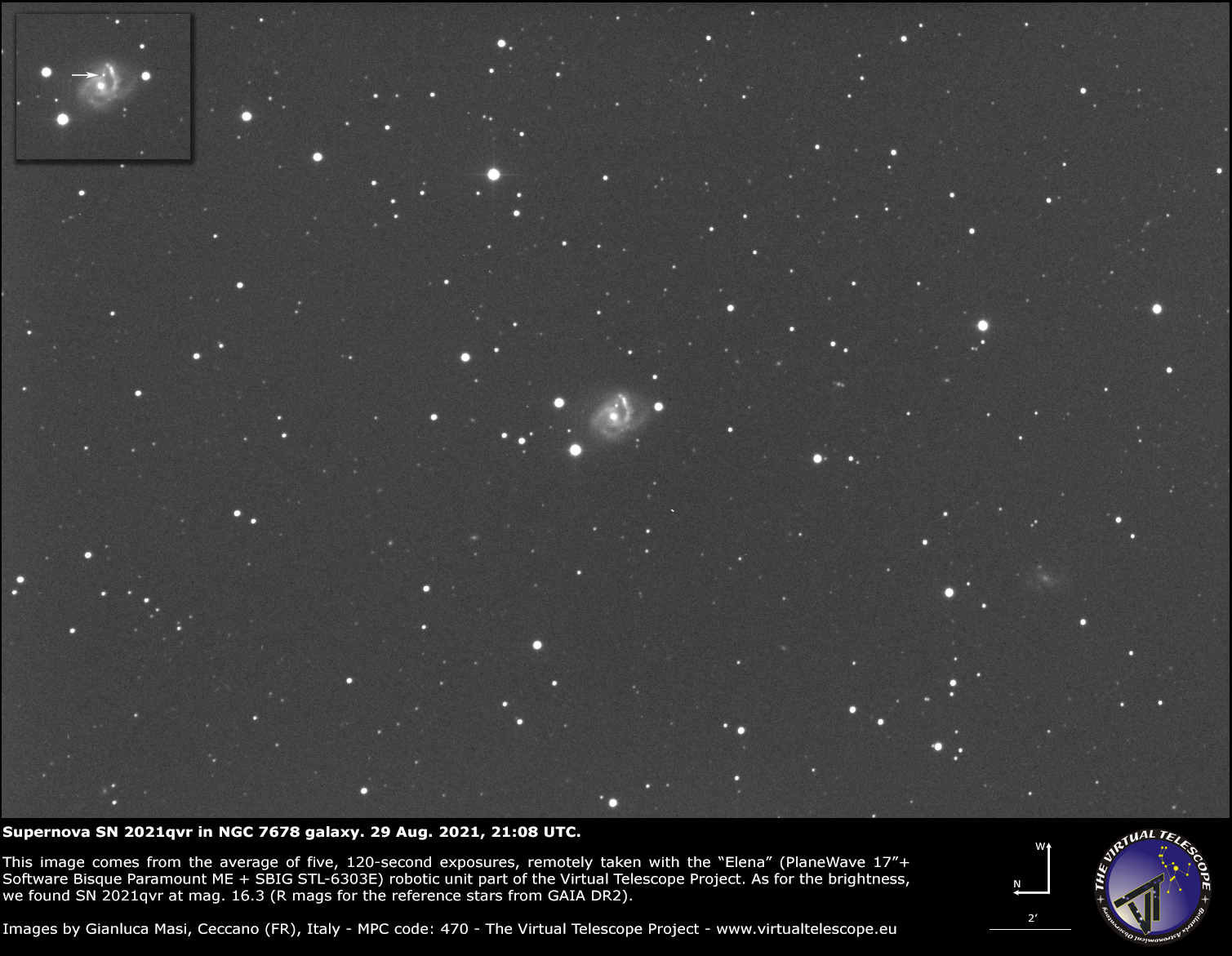 Supernova SN 2021qvr in NGC 7678 galaxy: 29 Aug. 2021.
