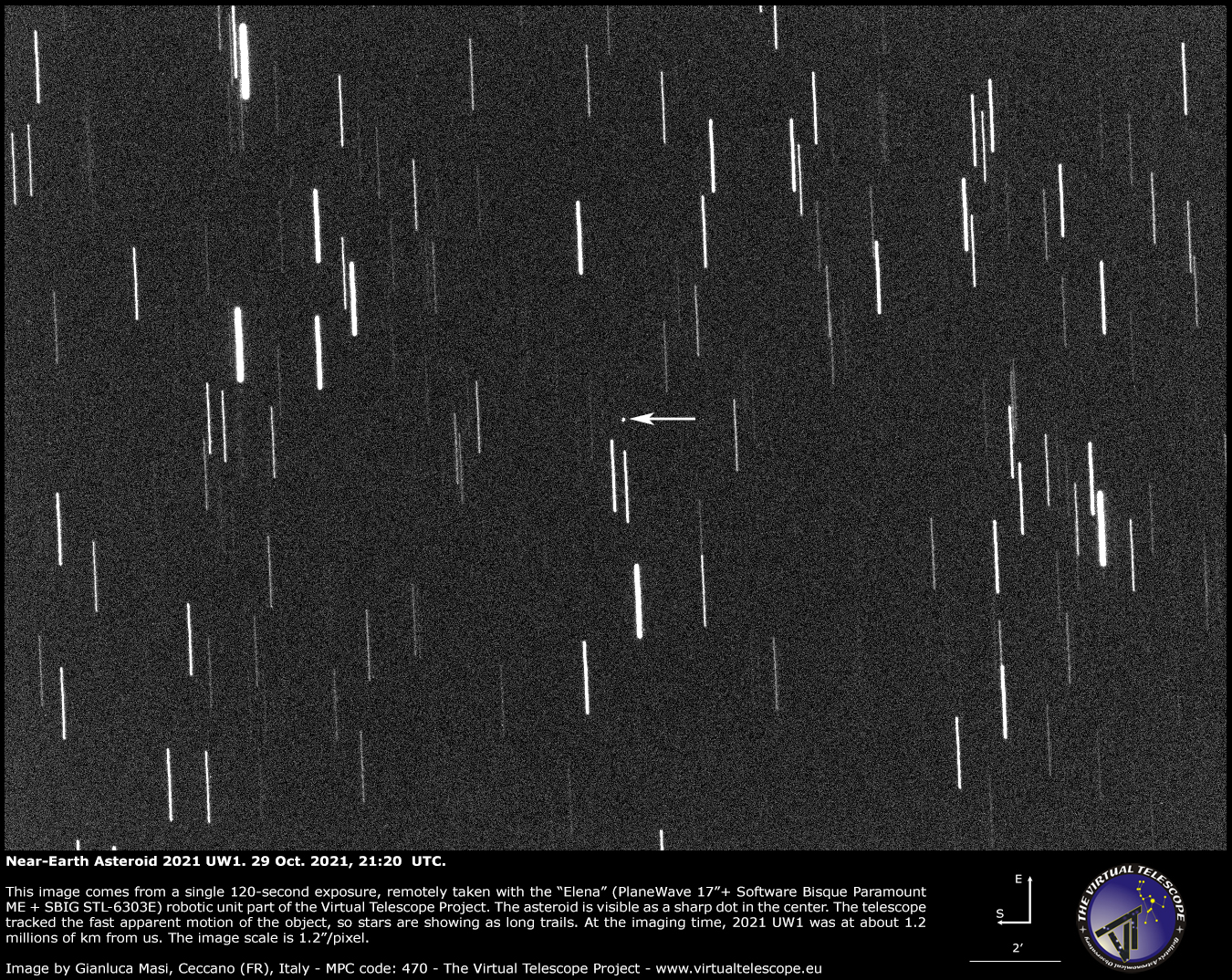 Near-Earth asteroid 2021 UW1. 29 Oct. 2021.
