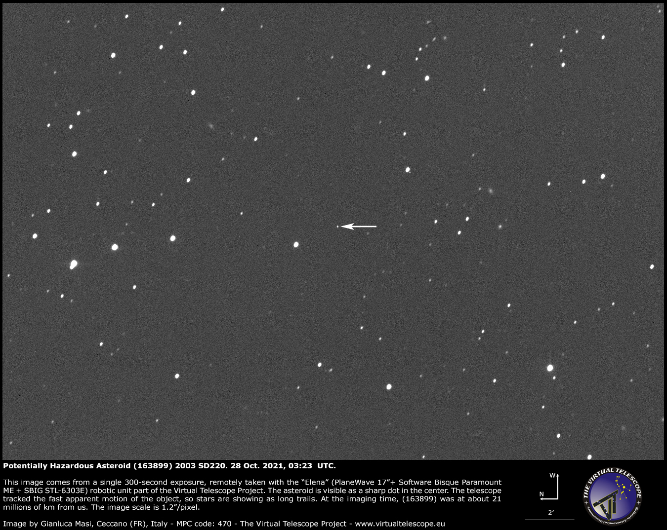 Potentially Hazardous Asteroid (163899) 2003 SD220: 28 Oct. 2021.