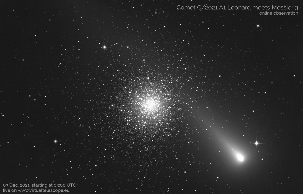 Comet C/2021 A1 Leonard meets the globular cluster Messier 3: poster of the event.