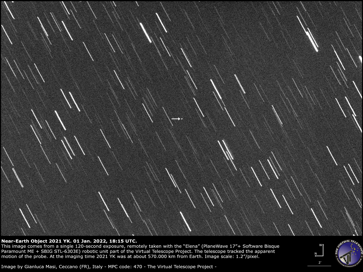 Near-Earth asteroid 2021 YK . 01 Jan. 2022.